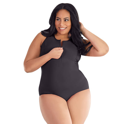 Black is Back: QuikEnergy Plus Size Swimwear is flattering and fun