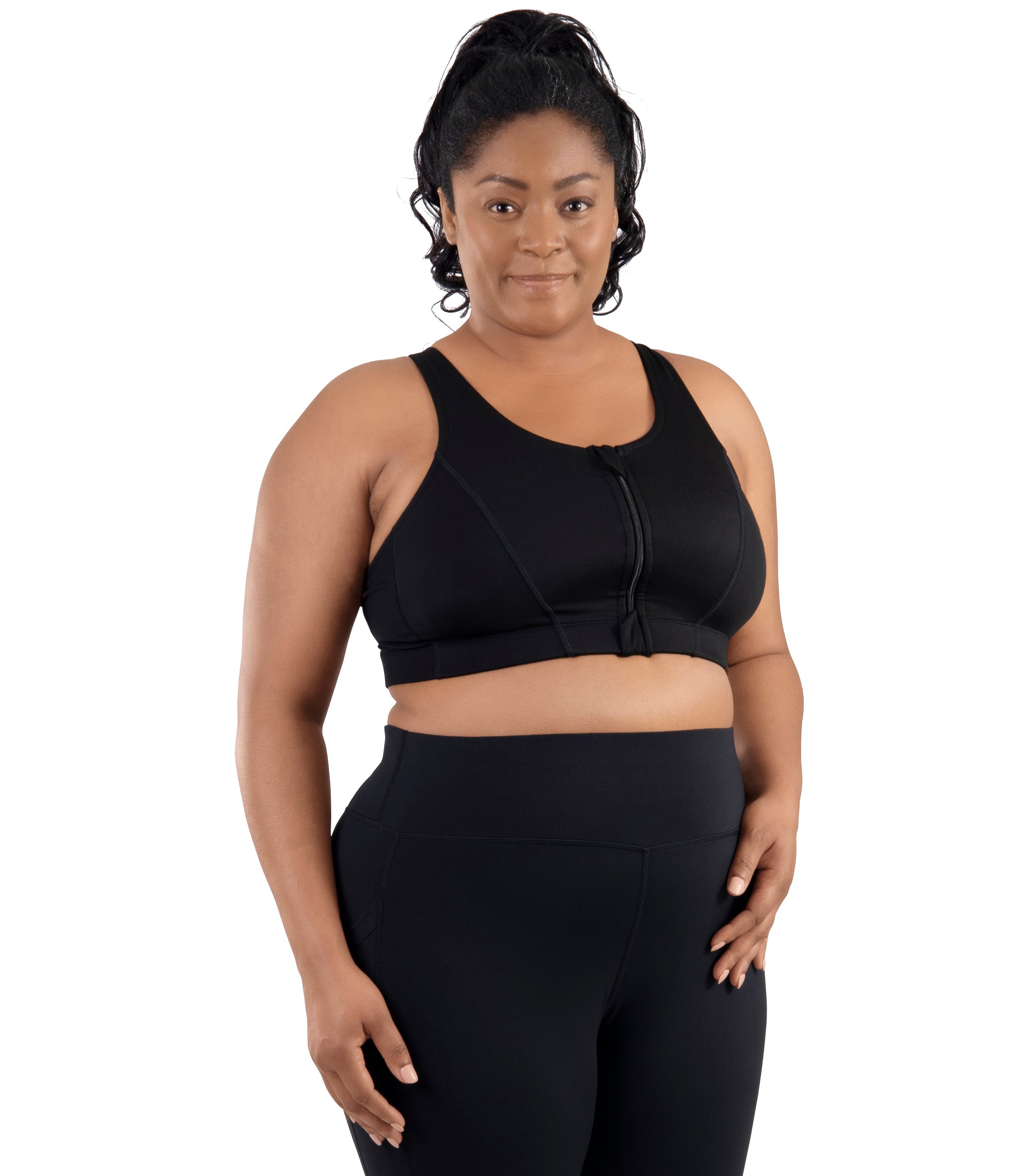 Black WOMAN Big Size Strappy Sports Bra 2343520