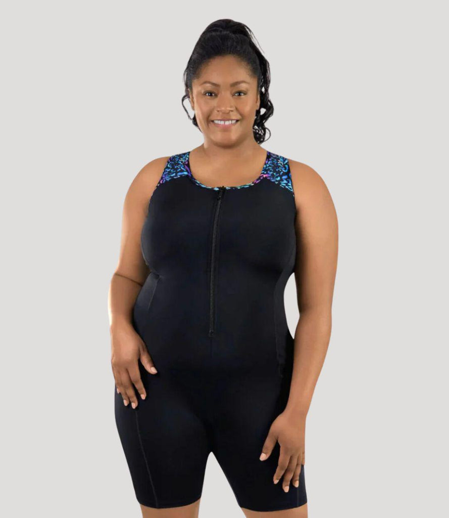 Plus size aquatard with sleeves clearance