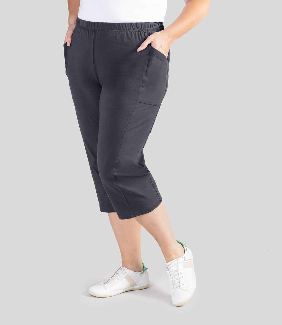 Stretch Naturals Side Pocket Capri Oak Gray | JunoActive Stretch Naturals Side Pocket Capri Oak Gray | JunoActive