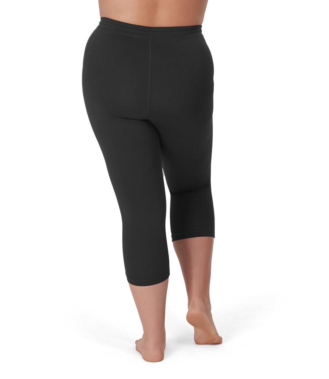 Women's Capri Calf Length Color Leggings-Black
