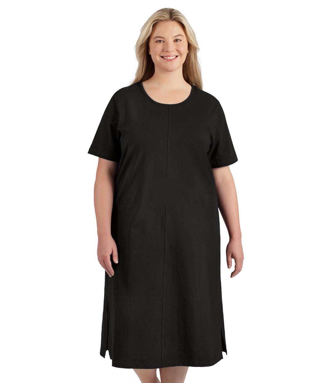 Plus Size Stretch Naturals Short Sleeve Dress Basic Colors