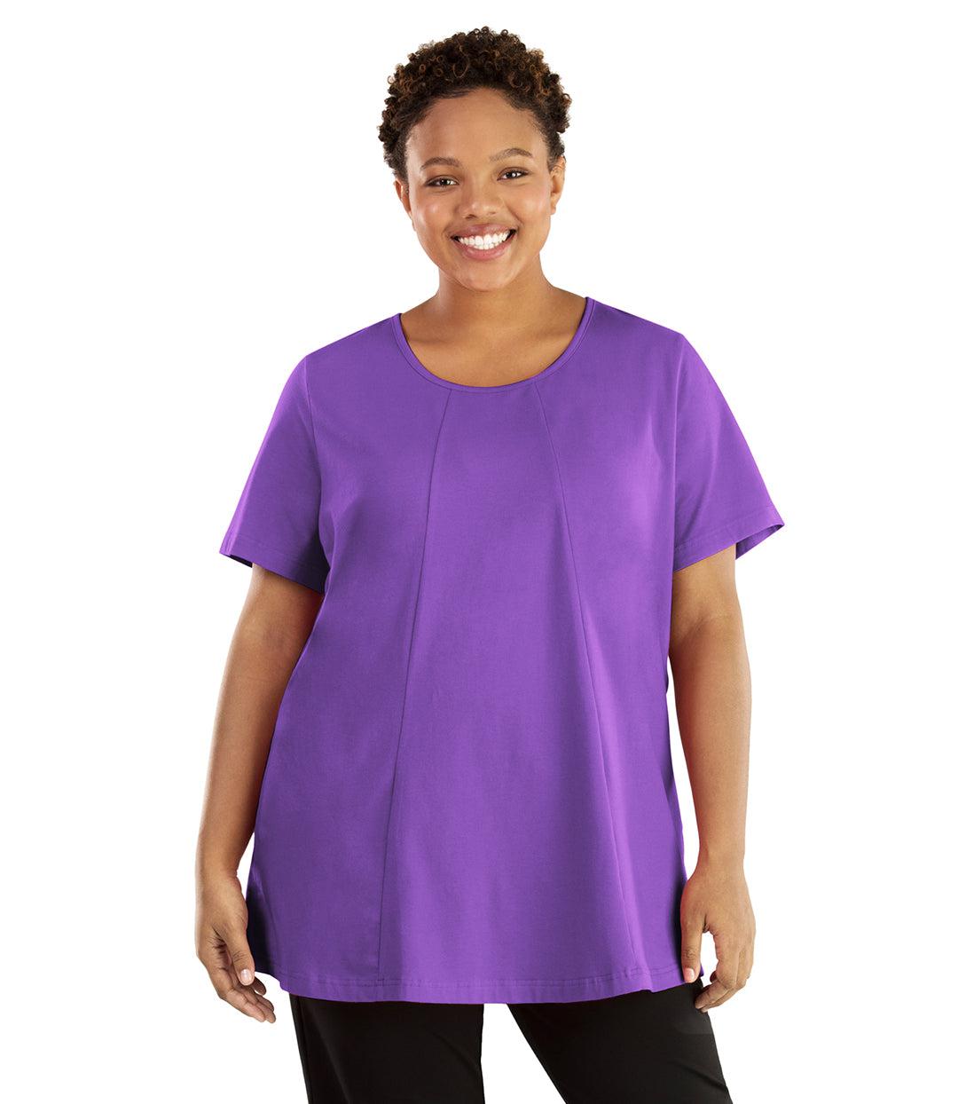 JunoActive Stretch Naturals Short Sleeve Swing Plus Size Top